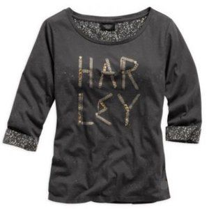 Harley Davidson 3/4 Sleeve Boat Neck T-Shirt